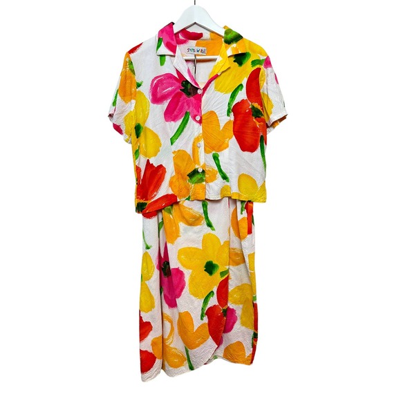 Jams World Skirts Vintage Jams World Matching Set Floral Blouse And